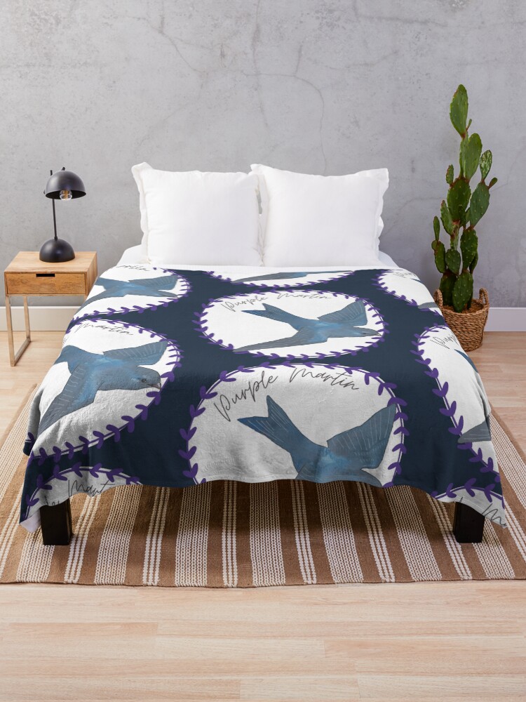 Thumbnail 1 of 6, Throw Blanket, Purple Martin birding bird species bird logo designed and sold by TheWaterBirds.
