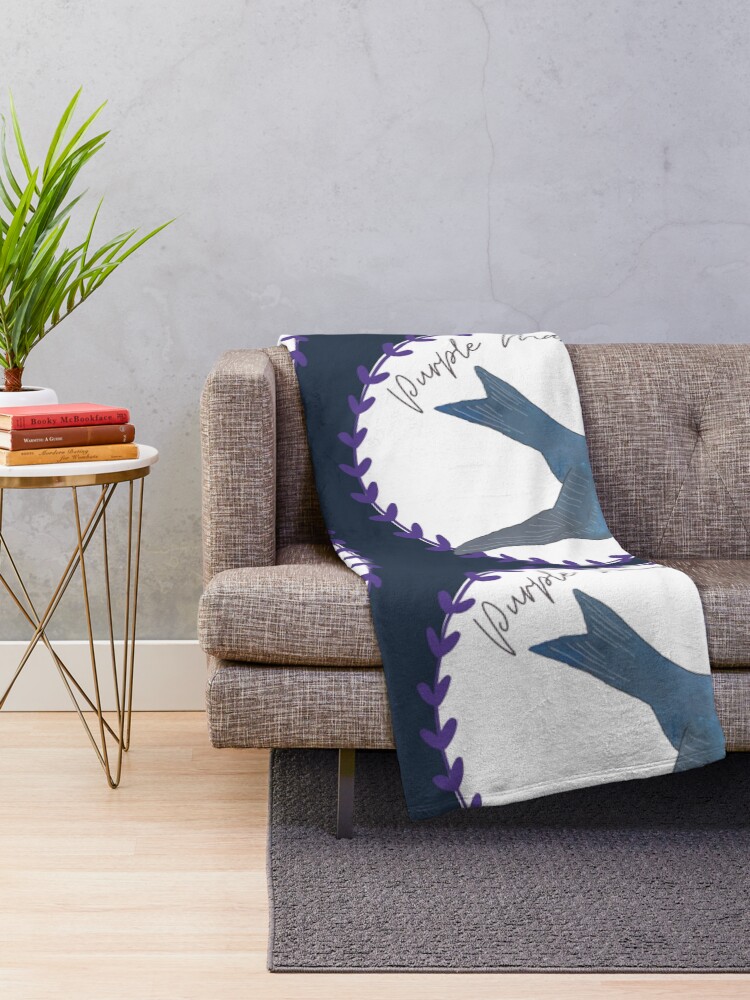 Thumbnail 2 of 6, Throw Blanket, Purple Martin birding bird species bird logo designed and sold by TheWaterBirds.