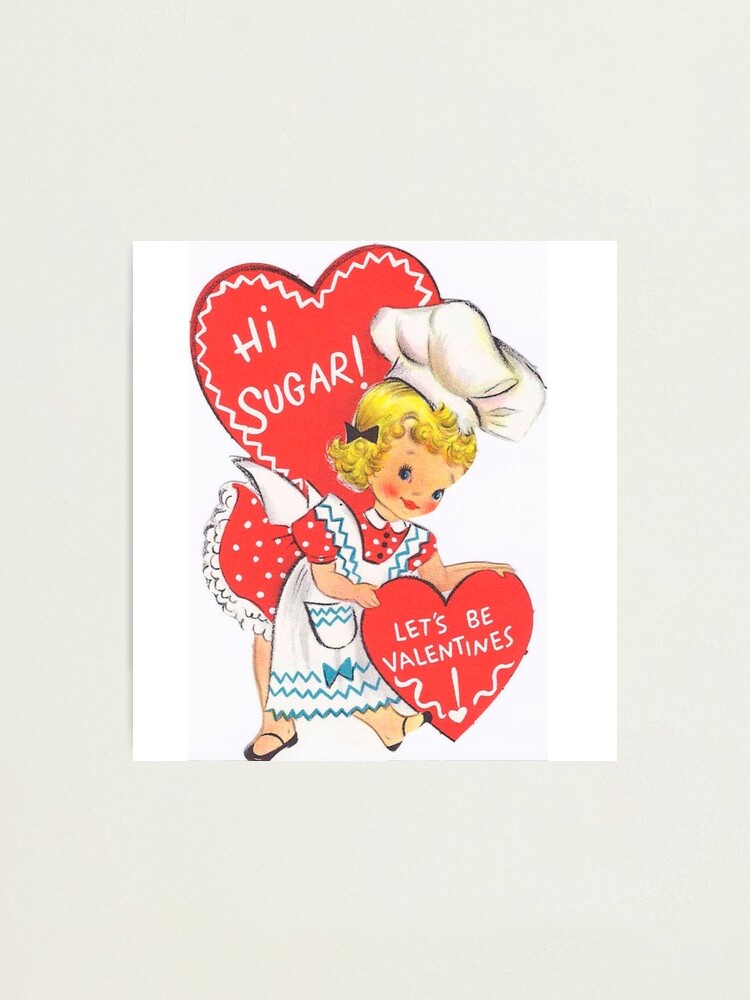 Red Heart Kitten Vintage Valentine’s Day Card | Poster