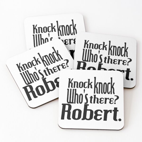 Item preview, Knock knock-who's there-Robert-name-funny-for him-black-white designed and sold by DrStickerManiac.