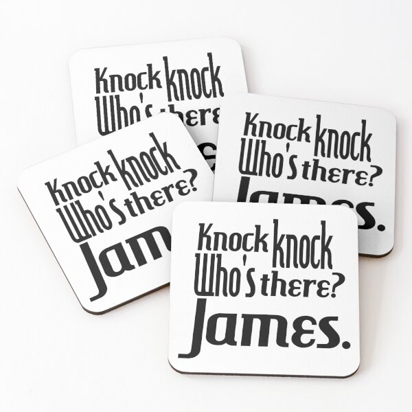 Item preview, Knock knock-who's there-James-name-funny-for him-black-white designed and sold by DrStickerManiac.