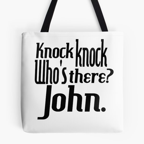 Item preview, Knock knock-who's there-John-name-funny-for him-black-white designed and sold by DrStickerManiac.