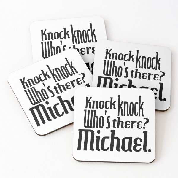 Item preview, Knock knock-who's there-Michael-name-funny-for him-black-white designed and sold by DrStickerManiac.