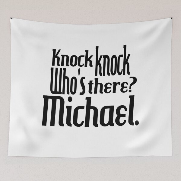 Item preview, Knock knock-who's there-Michael-name-funny-for him-black-white designed and sold by DrStickerManiac.