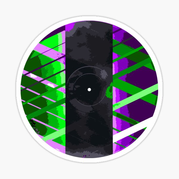Purple & Green 90s Lines Glossy Sticker