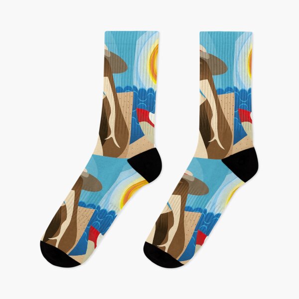 Item preview, Drawing of a dark-haired woman in the tropical landscape of a beach in the summer. Ideal for institutional materials and tourist designed and sold by LucianoCosmo.