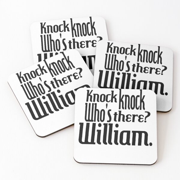 Item preview, Knock knock-who's there-William-name-funny-for him-black-white designed and sold by DrStickerManiac.