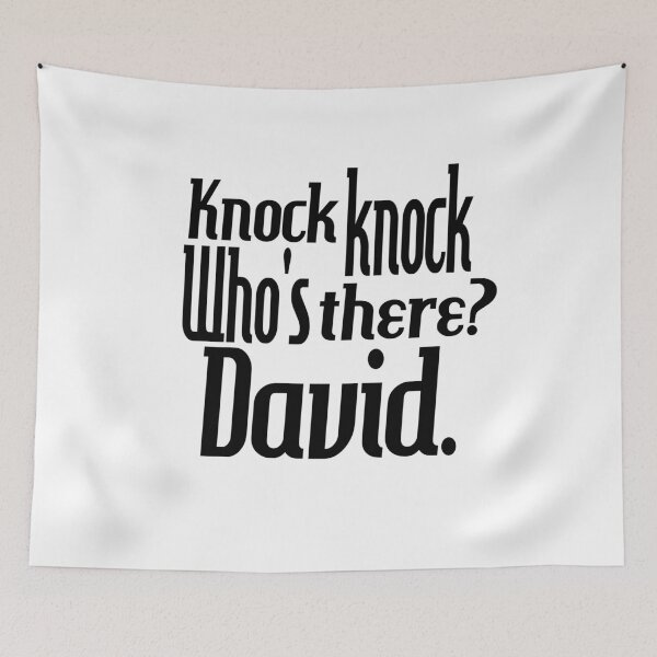 Item preview, Knock knock-who's there-David-name-funny-for him-black-white designed and sold by DrStickerManiac.