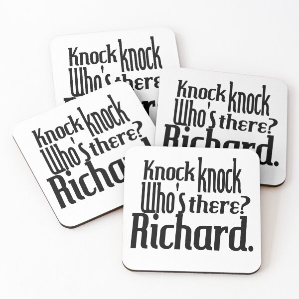 Item preview, Knock knock-who's there-Richard-name-funny-for him-black-white designed and sold by DrStickerManiac.