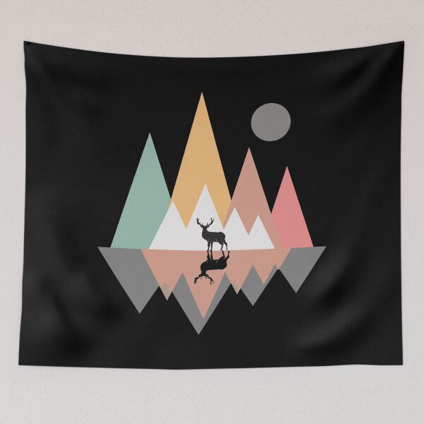 Item preview, Scandinavian Style Geometric Abstract Adventure Mountains Camping Campers Gift designed and sold by TastefulTees.