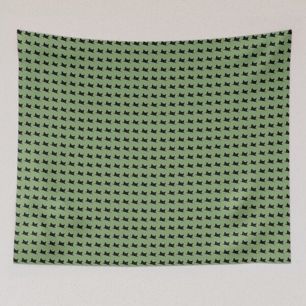 Item preview, Black cat green background designed and sold by Tranquilarrow.