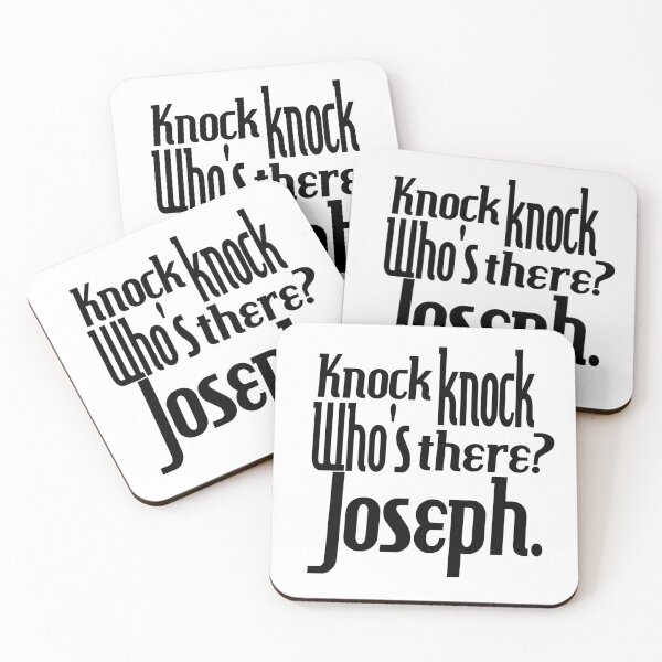 Item preview, Knock knock-who's there-Joseph-name-funny-for him-black-white designed and sold by DrStickerManiac.