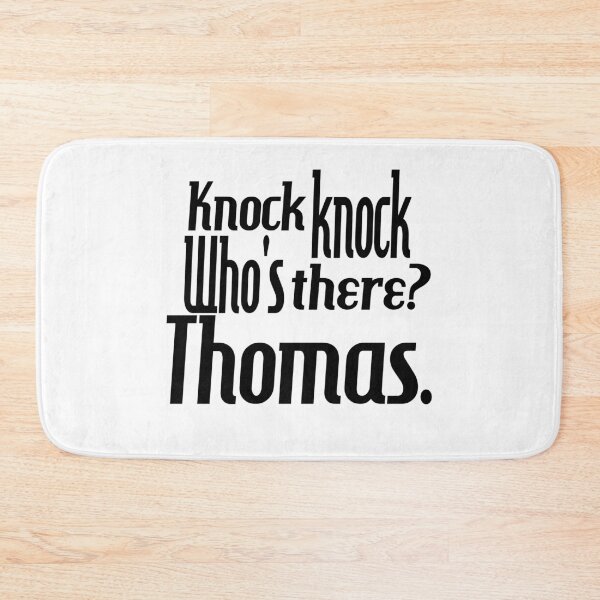 Item preview, Knock knock-who's there-Thomas-name-funny-for him-black-white designed and sold by DrStickerManiac.