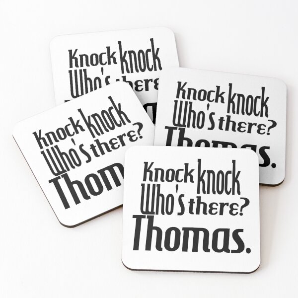 Item preview, Knock knock-who's there-Thomas-name-funny-for him-black-white designed and sold by DrStickerManiac.