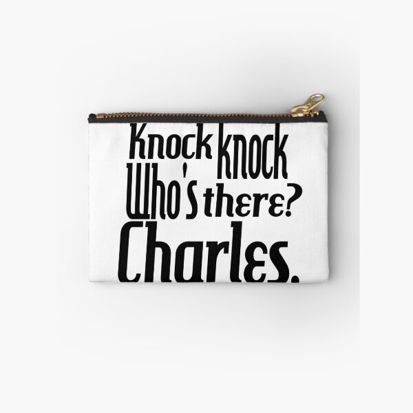 Item preview, Knock knock-who's there-Charles-name-funny-for him-black-white designed and sold by DrStickerManiac.