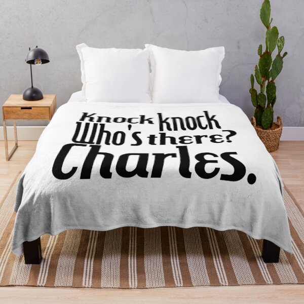 Item preview, Knock knock-who's there-Charles-name-funny-for him-black-white designed and sold by DrStickerManiac.
