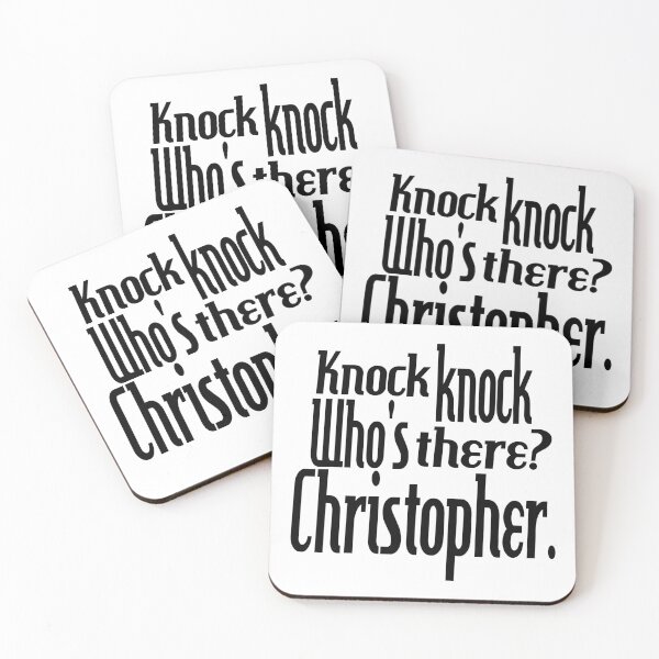 Item preview,  Knock knock-who's there-Christopher-name-funny-for him-black-white designed and sold by DrStickerManiac.