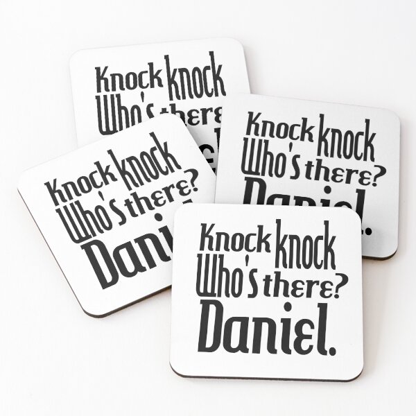 Item preview, Knock knock-who's there-Daniel-name-funny-for him-black-white designed and sold by DrStickerManiac.