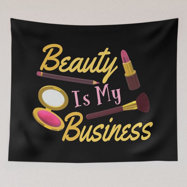 Item preview, Beauty Is My Business - Quote for Makeup Lovers, Artists and Cosmetologists. Gold and Pink Letters on Black Background.  designed and sold by ArtByLM.