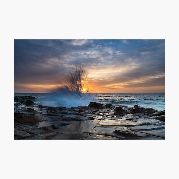 High Cloud Sunrise Seascape from Rock Platform Photographic Print