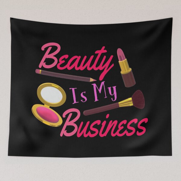 Item preview, Beauty Is My Business - Quote for Makeup Lovers, Artists and Cosmetologists.  (Pink and Purple Letters on Black Background.)  designed and sold by ArtByLM.