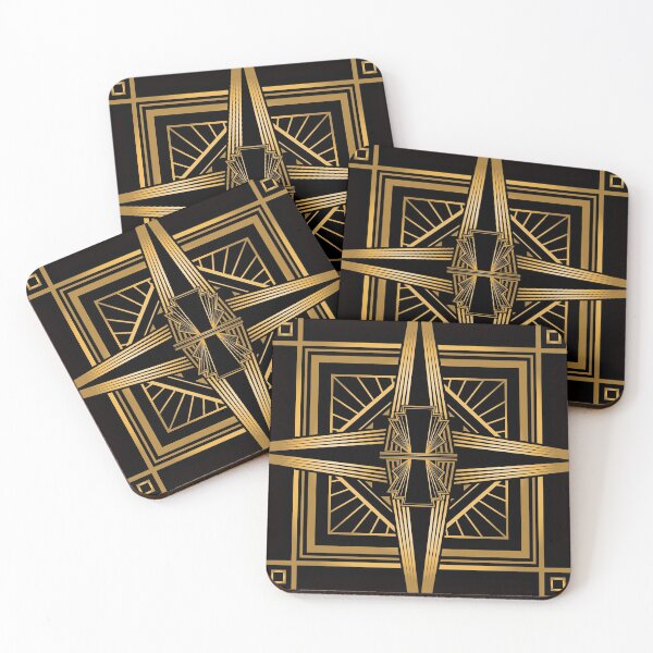 Item preview, Art Deco Nouveau Geometric Black and Gold  designed and sold by SloganExpress.