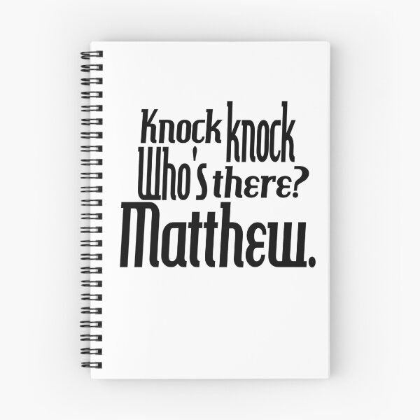 Item preview, Knock knock-who's there-Matthew-name-funny-for him-black-white designed and sold by DrStickerManiac.