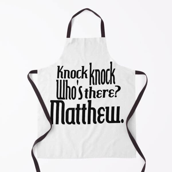 Item preview, Knock knock-who's there-Matthew-name-funny-for him-black-white designed and sold by DrStickerManiac.
