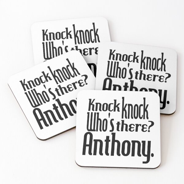 Item preview, Knock knock-who's there-Anthony-name-funny-for him-black-white designed and sold by DrStickerManiac.