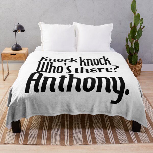 Item preview, Knock knock-who's there-Anthony-name-funny-for him-black-white designed and sold by DrStickerManiac.
