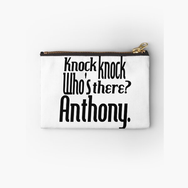 Item preview, Knock knock-who's there-Anthony-name-funny-for him-black-white designed and sold by DrStickerManiac.