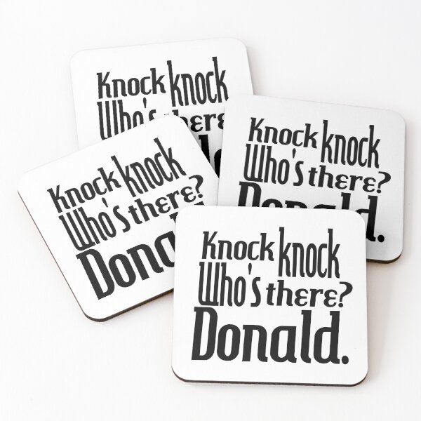 Item preview, Knock knock-who's there-Donald-name-funny-for him-black-white designed and sold by DrStickerManiac.