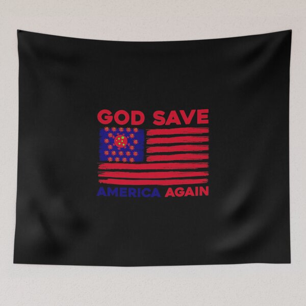 Item preview, God Save America Again - Stay Home, Stay Save - Staying At Home Is Better Than Staying In An ICU - American Flag, Corona Virus Design For Apparels, Face Masks Etc. designed and sold by ShaykhUmer.