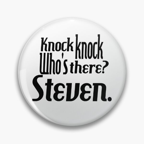 Item preview, Knock knock-who's there-Steven-name-funny-for him-black-white designed and sold by DrStickerManiac.