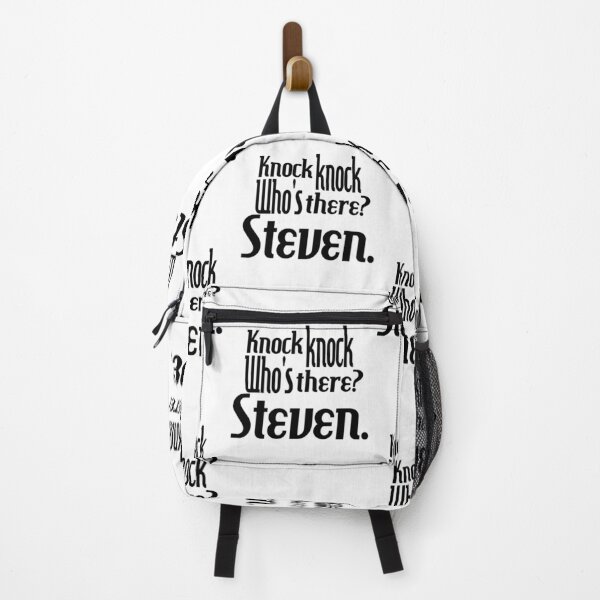 Item preview, Knock knock-who's there-Steven-name-funny-for him-black-white designed and sold by DrStickerManiac.