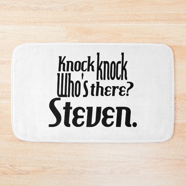 Item preview, Knock knock-who's there-Steven-name-funny-for him-black-white designed and sold by DrStickerManiac.