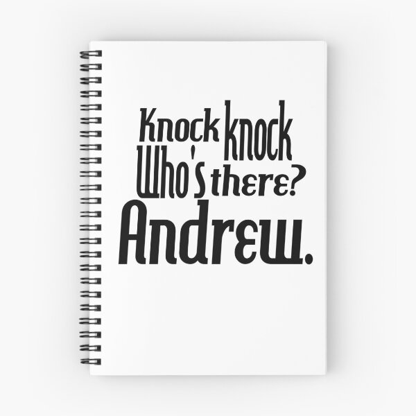 Item preview, Knock knock-who's there-Andrew-name-funny-for him-black-white designed and sold by DrStickerManiac.