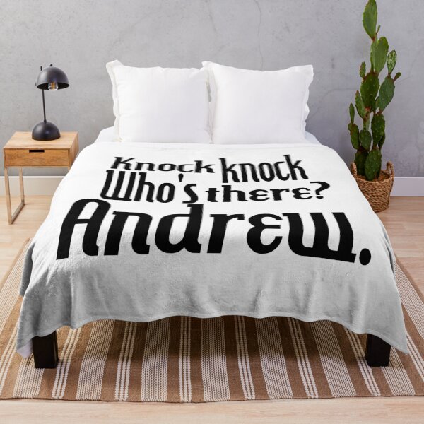 Item preview, Knock knock-who's there-Andrew-name-funny-for him-black-white designed and sold by DrStickerManiac.