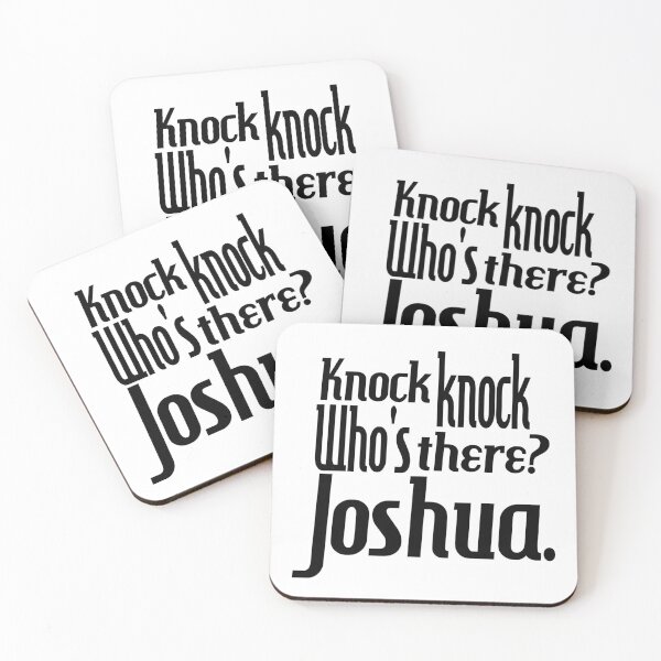 Item preview, Knock knock-who's there-Joshua-name-funny-for him-black-white designed and sold by DrStickerManiac.