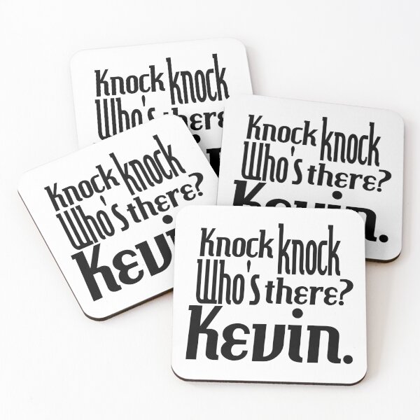 Item preview, Knock knock-who's there-Kevin-name-funny-for him-black-white designed and sold by DrStickerManiac.