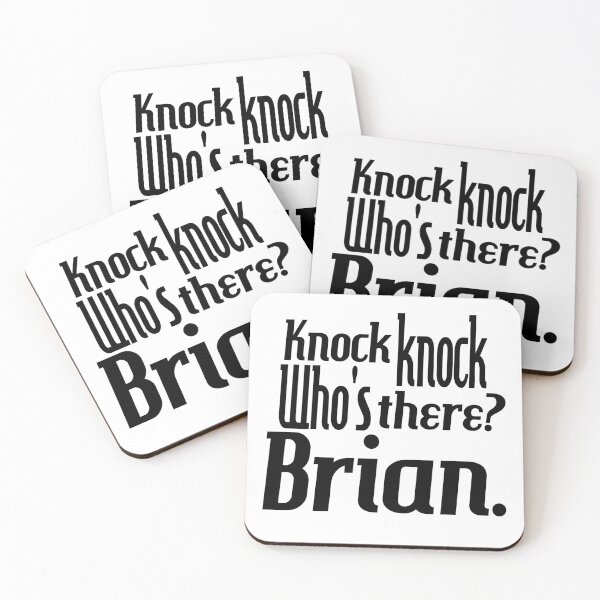 Item preview, Knock knock-who's there-Brian-name-funny-for him-black-white designed and sold by DrStickerManiac.