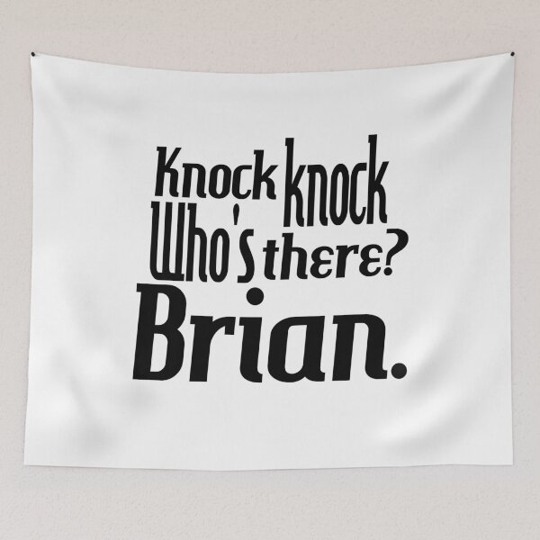 Item preview, Knock knock-who's there-Brian-name-funny-for him-black-white designed and sold by DrStickerManiac.