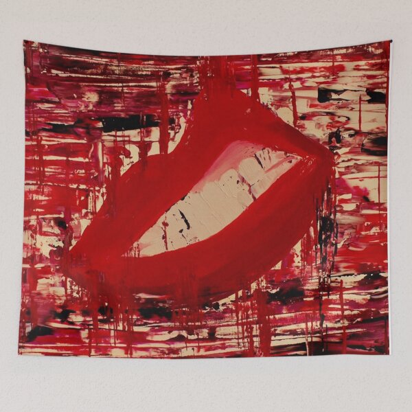 Item preview, Rock N Roll Lips Clenching Teeth Abstract Graffiti  designed and sold by concettaellis.
