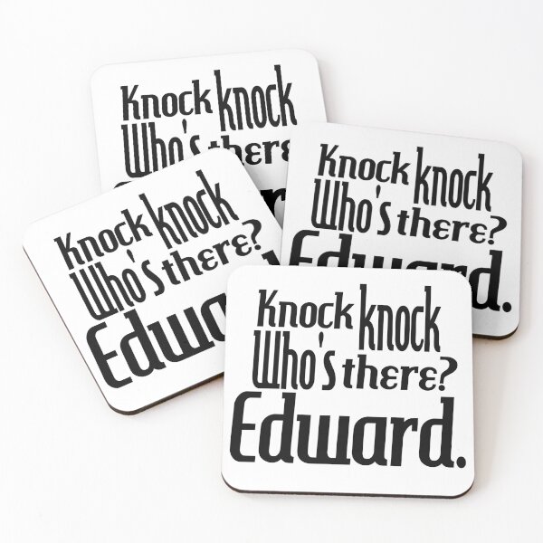 Item preview, Knock knock-who's there-Edward-name-funny-for him-black-white designed and sold by DrStickerManiac.