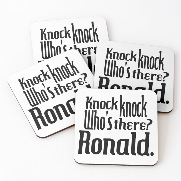 Item preview, Knock knock-who's there-Ronald-name-funny-for him-black-white designed and sold by DrStickerManiac.