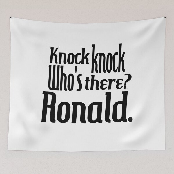 Item preview, Knock knock-who's there-Ronald-name-funny-for him-black-white designed and sold by DrStickerManiac.