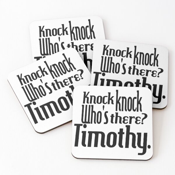 Item preview, Knock knock-who's there-Timothy-name-funny-for him-black-white designed and sold by DrStickerManiac.