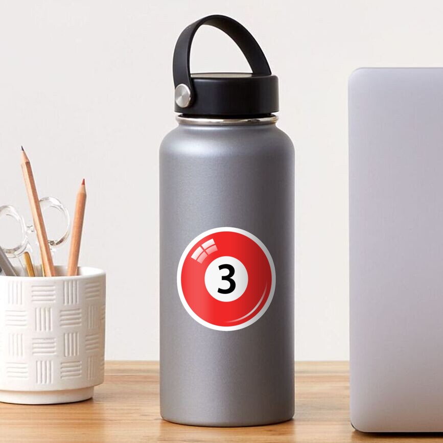 Red pool/billiard ball number 3 sticker Sticker