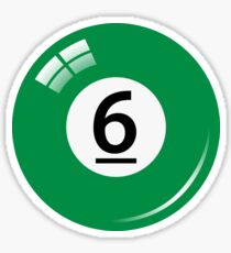 Green pool/billiard ball number 6 sticker Sticker