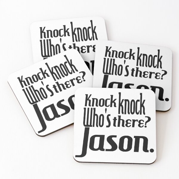 Item preview, Knock knock-who's there-Jason-name-funny-for him-black-white designed and sold by DrStickerManiac.